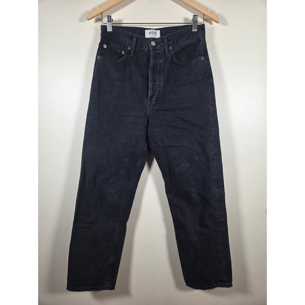 AGOLDE 90's Jeans Women 24 Black High Rise Straight Leg Distressed Classic Denim